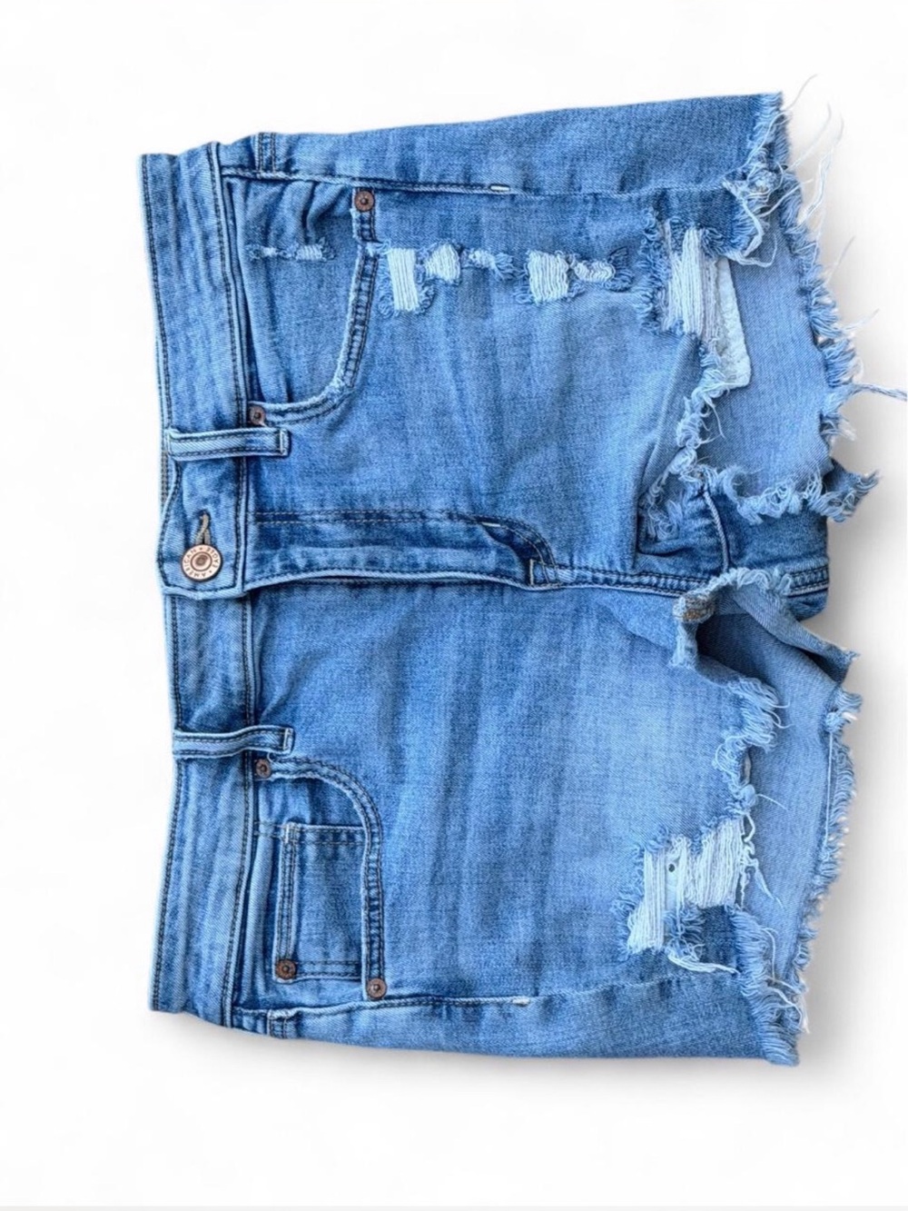 American Eagle Outfitters Light Blue Distressed Denim Shorts